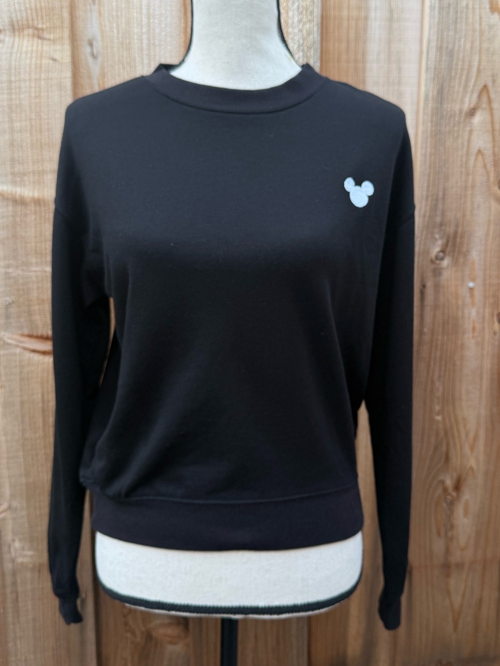 H&M Black Crewneck Sweatshirt with White Disney Logo Tag